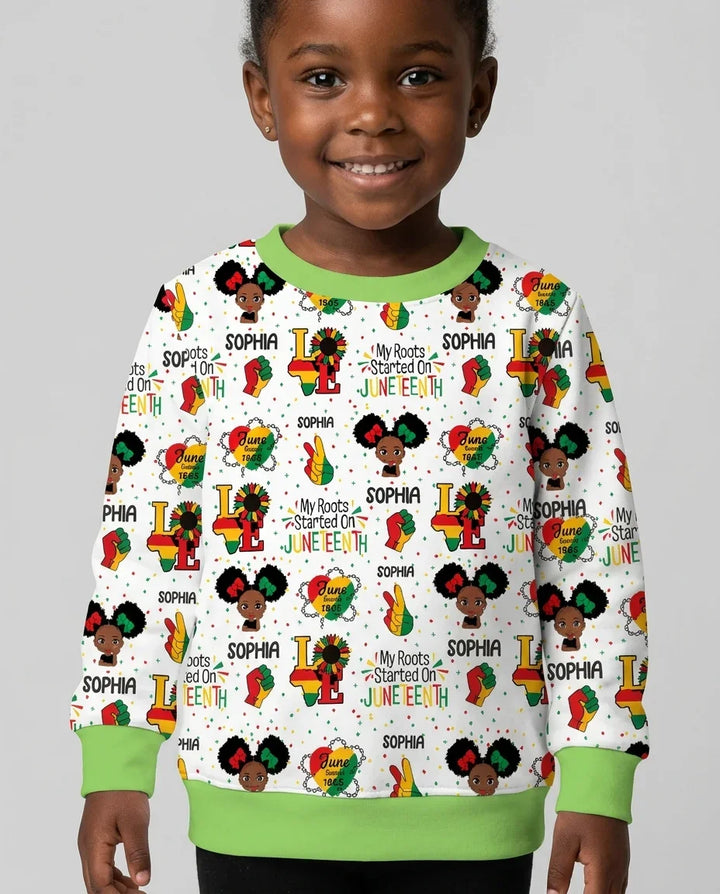 Custom Name My Roots Started On Juneteenth Bamboo Crewneck Sweatshirt