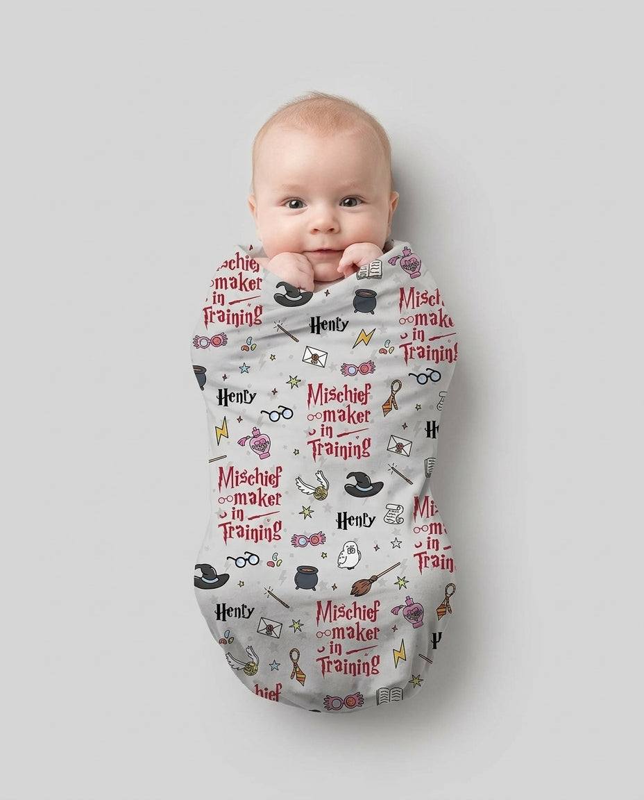 Custom Name Mischief Maker In Training swaddle blanket