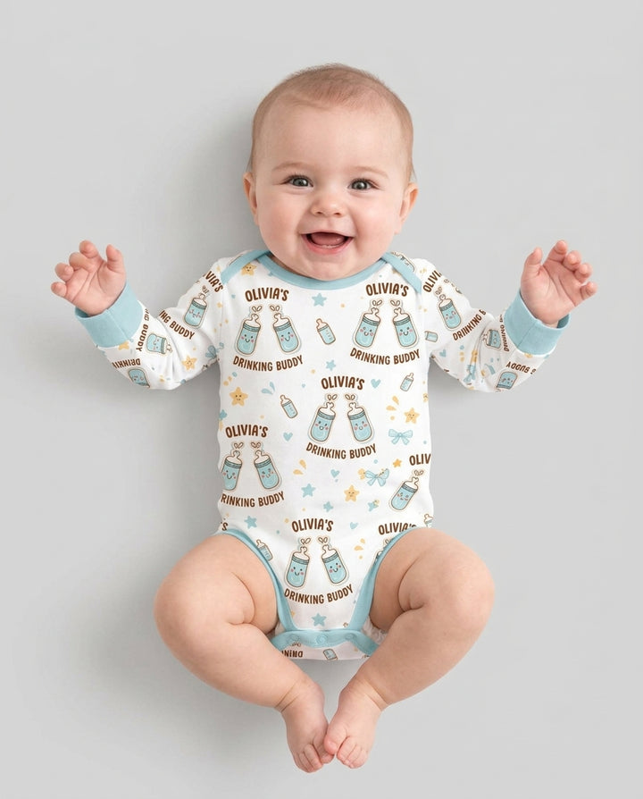 Custom Name Twin Drinking Buddies Bamboo Bodysuit
