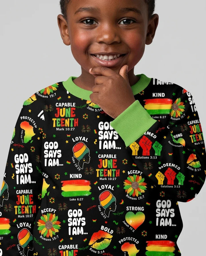 God Says I Am Juneteenth Blessings Bamboo Crewneck Sweatshirt