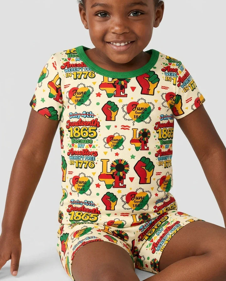 Juneteenth 1865 Because My Ancestors Weren't Free In 1776 Bamboo Two Piece Short Sleeve Shorts Pajama Set