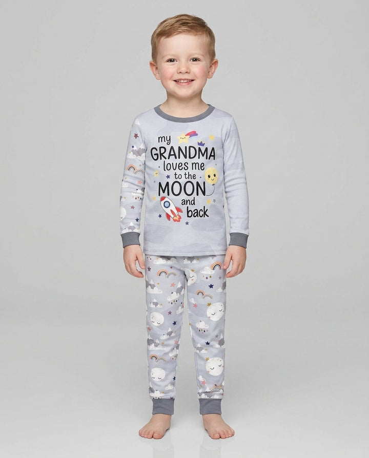 My Grandma Loves Me To The Moon And Back Bamboo Two Piece Long Sleeve Pajama Set