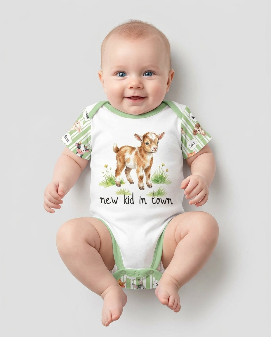 New Kid in Town Custom Name Bamboo Bodysuit