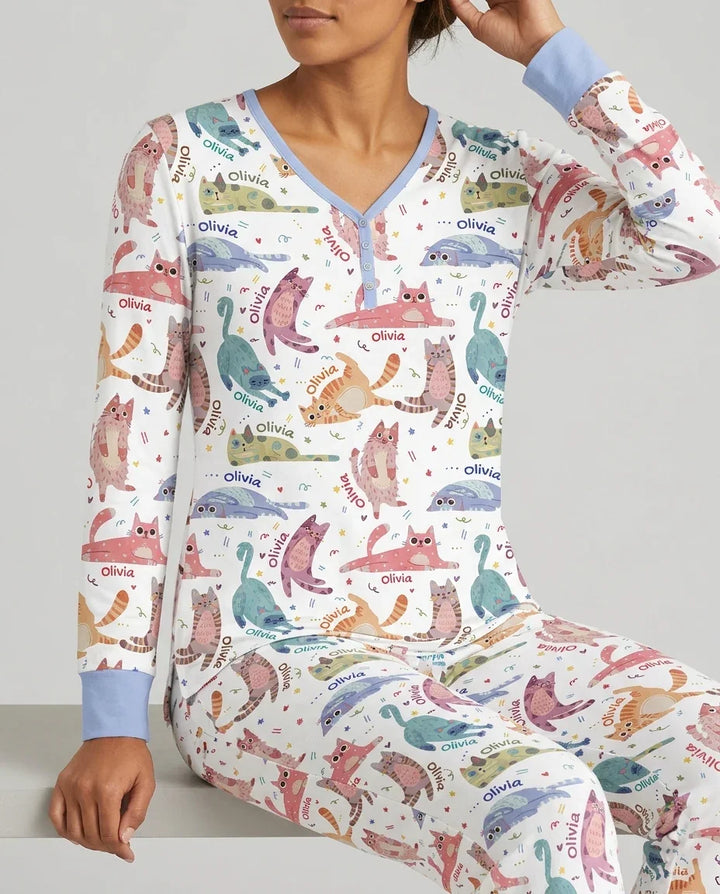 Cat Nap Crew Bamboo Women Pajama Set