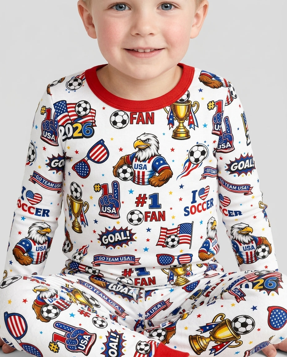 USA Soccer 2026 Party Bamboo Two Piece Long Sleeve Pajama Set