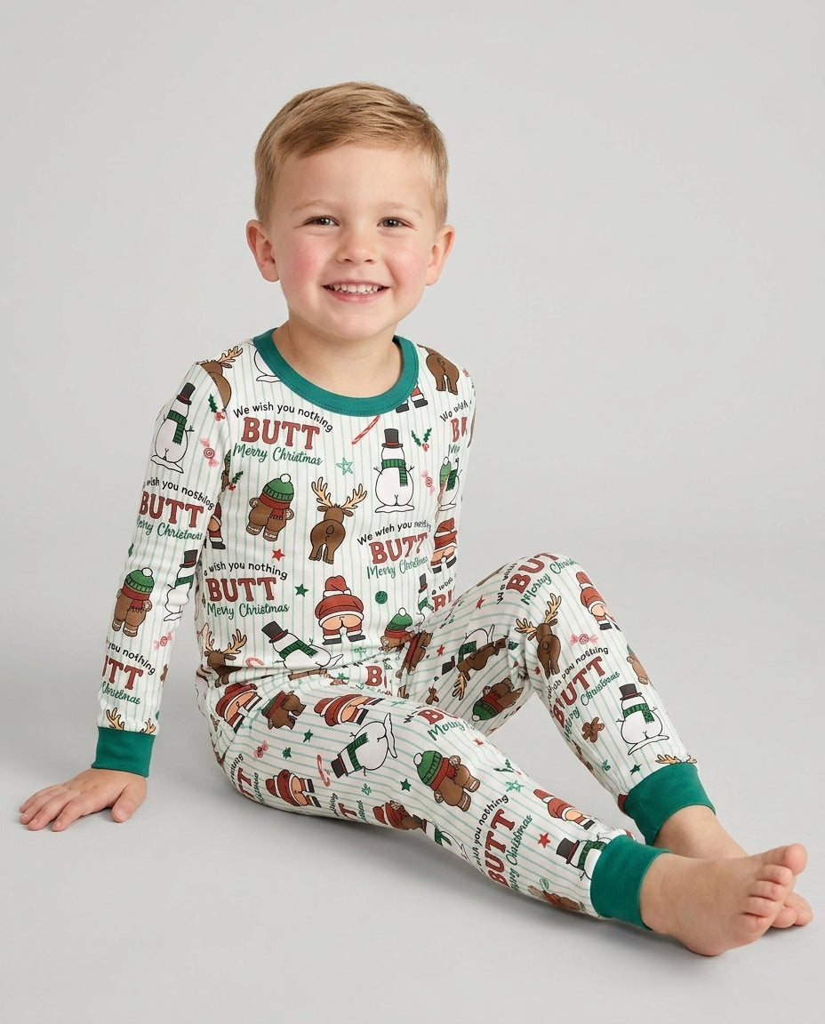 We Wish You Nothing Butt Merry Bamboo Two Piece Long Sleeve Pajama Set