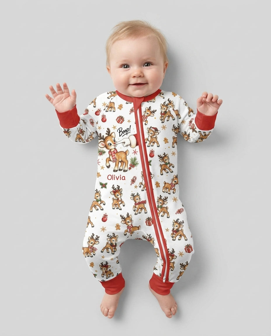 Reindeer Santa Boop Custom Name Bamboo Convertible Zippy