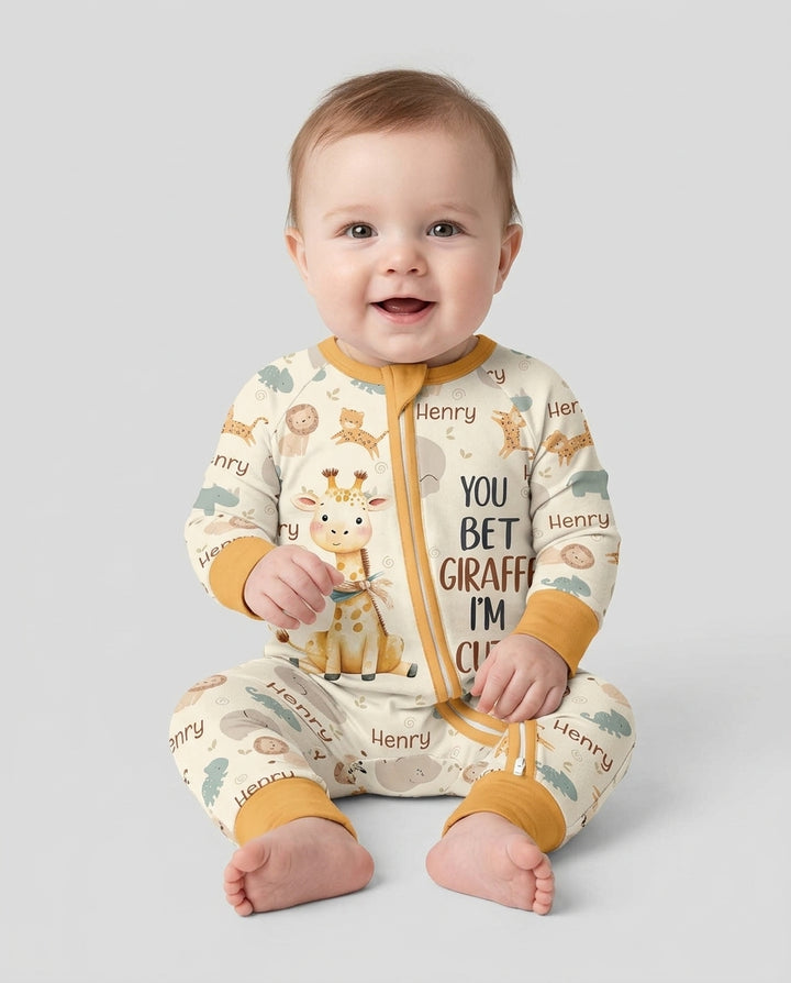 You Bet Giraffe I'm Cute Custom Name Bamboo Convertible Zippy