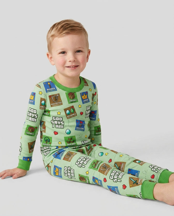 God Says I Am Gamer Bamboo Two Piece Long Sleeve Pajama Set