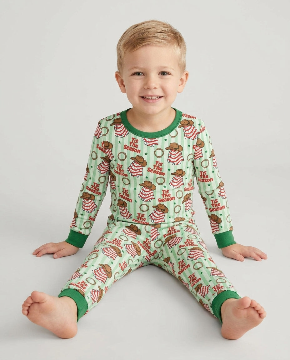 Western Christmas Tis the Season Bamboo Two Piece Long Sleeve Pajama Set