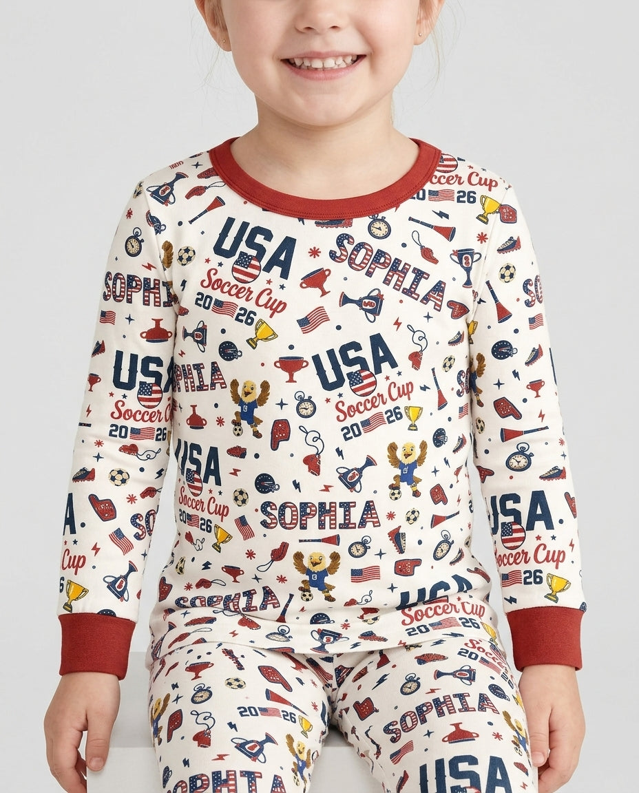 My First Soccer Cup 2026 Bamboo Two Piece Long Sleeve Pajama Set
