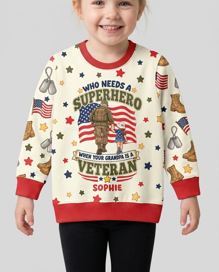 Who Needs Superhero When Your Grandpa Is A Veteran Bamboo Crewneck Sweatshirt