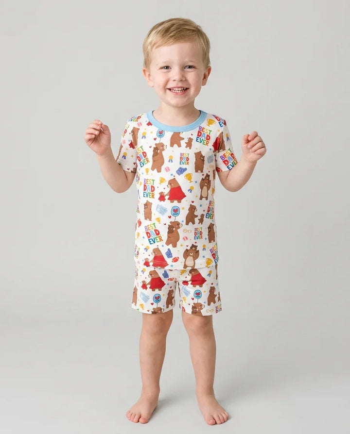 Best Daddy Bear Ever Family Matching Bamboo Two Piece Short Sleeve Shorts Pajama Set