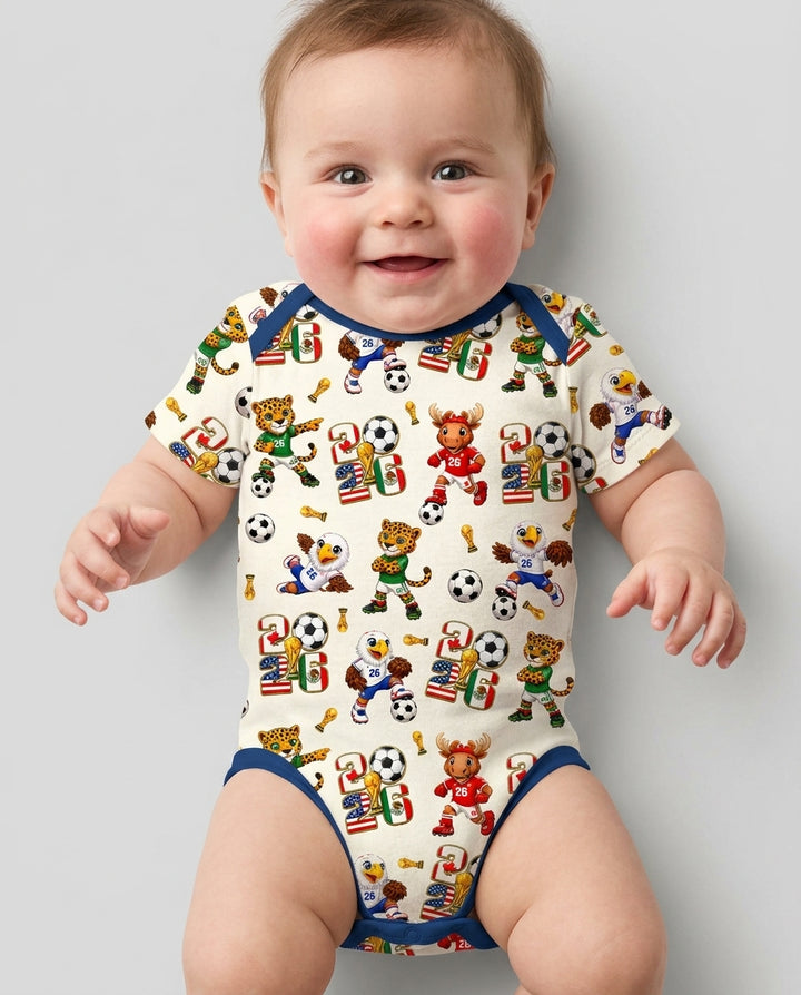 Cute Soccer Mascots USA CAN MEX Bamboo Bodysuit