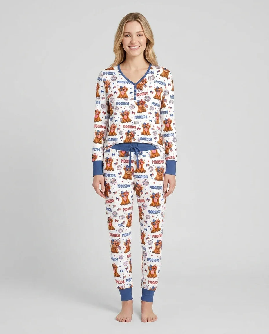 Moo-Rica Cowgirl Bamboo Women Pajama Set