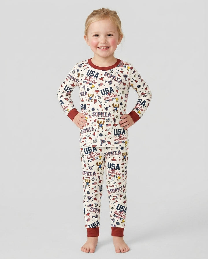 My First Soccer Cup 2026 Bamboo Two Piece Long Sleeve Pajama Set