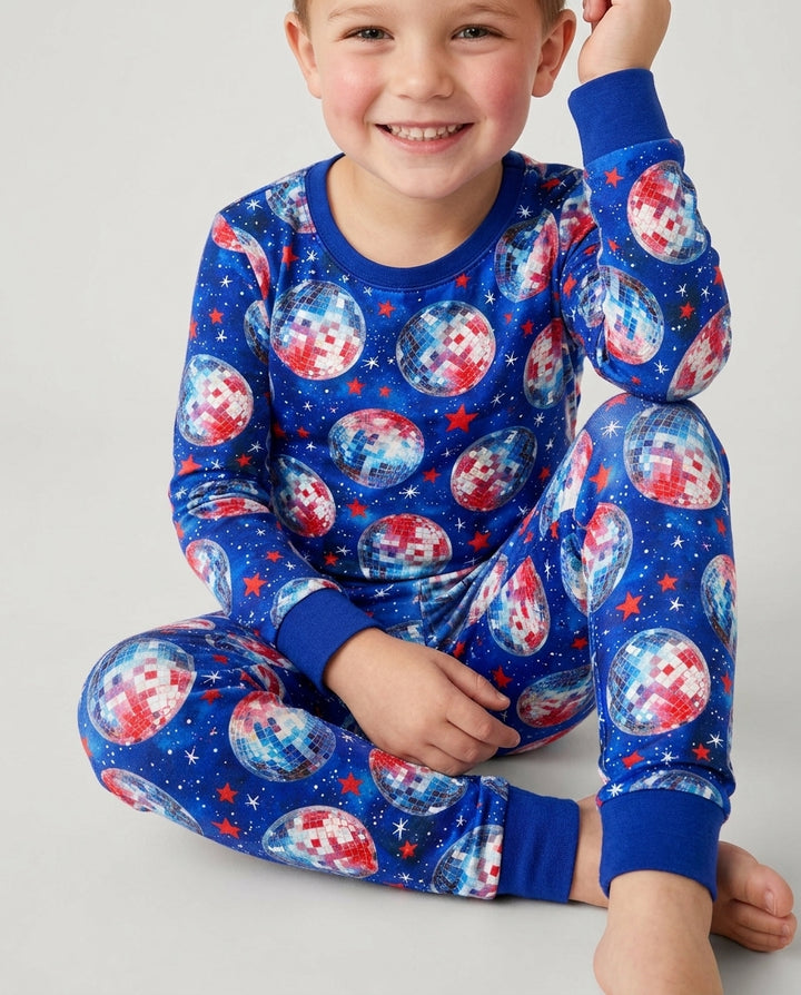 USA Disco Balls Bamboo Two Piece Long Sleeve Pajama Set