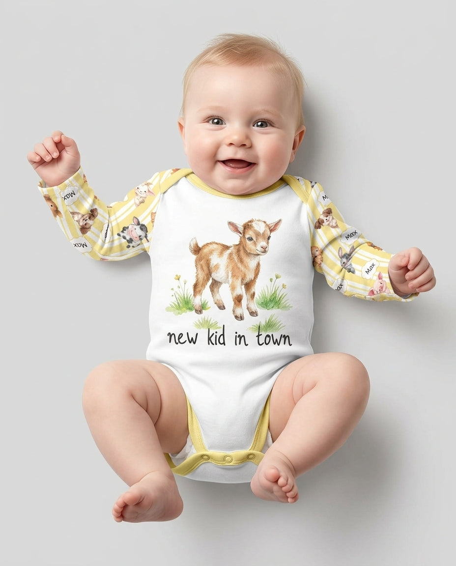 New Kid in Town Custom Name Bamboo Bodysuit