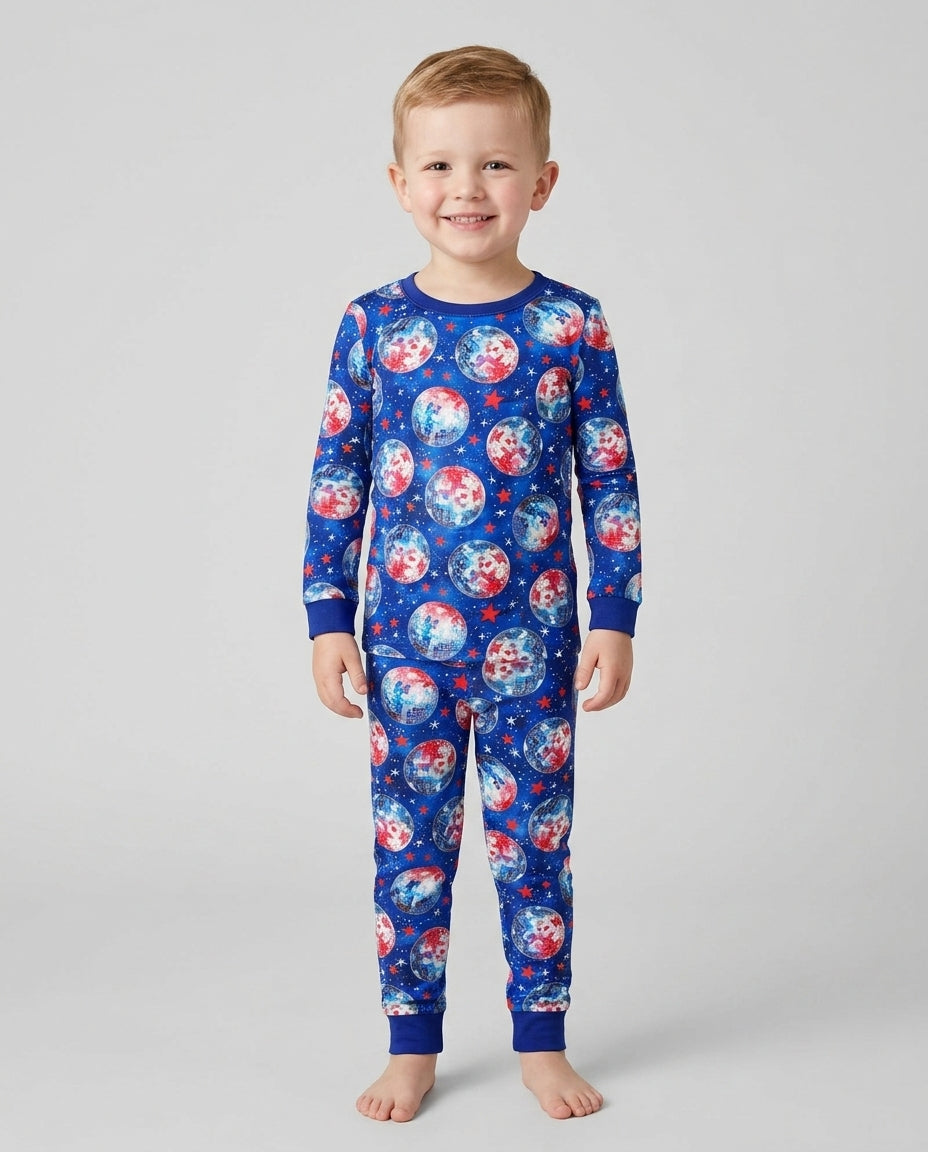 USA Disco Balls Bamboo Two Piece Long Sleeve Pajama Set