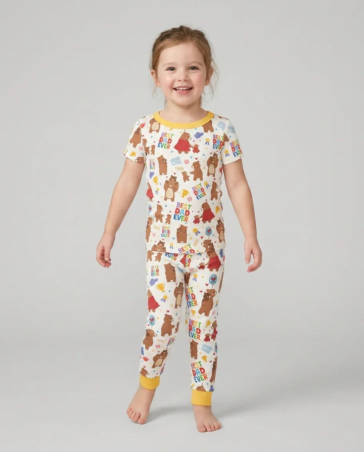 Best Daddy Bear Ever Family Matching Bamboo Two Piece Short Sleeve Pajama Set