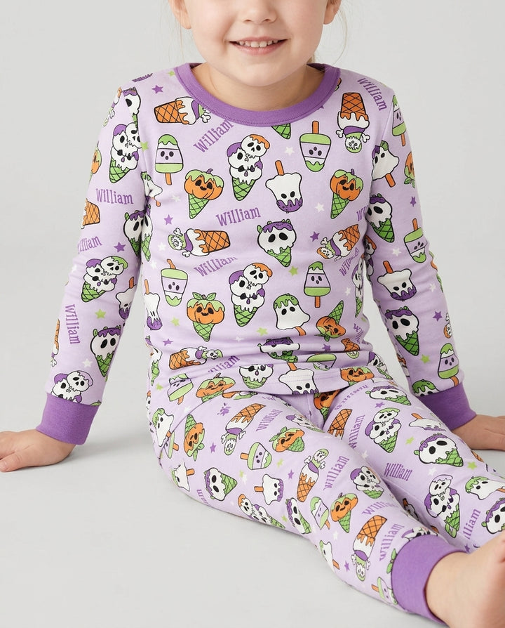 Summerween Ice cream Bamboo Two Piece Long Sleeve Pajama Set