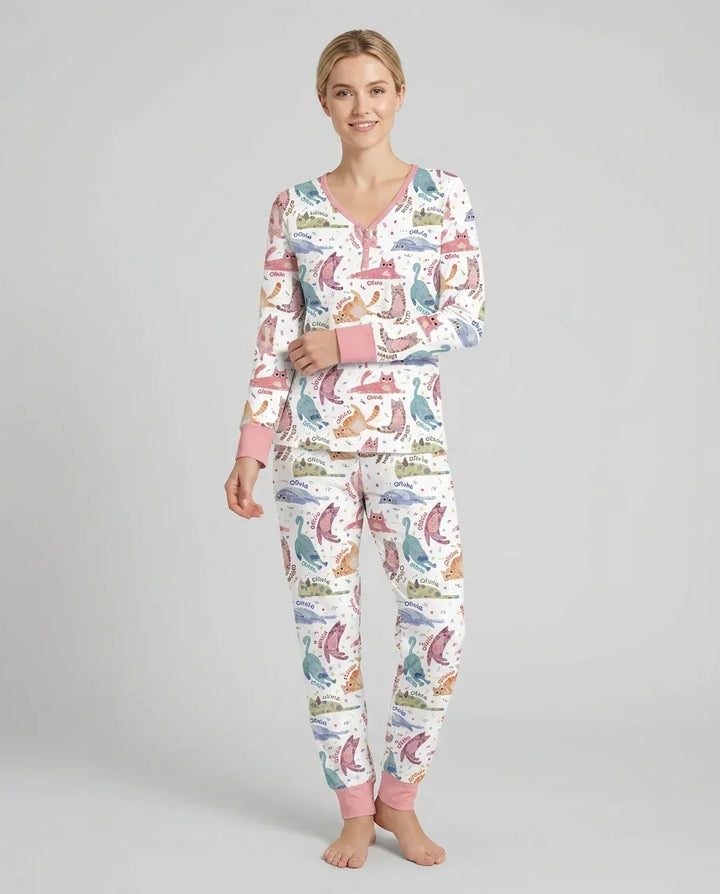 Cat Nap Crew Bamboo Women Pajama Set