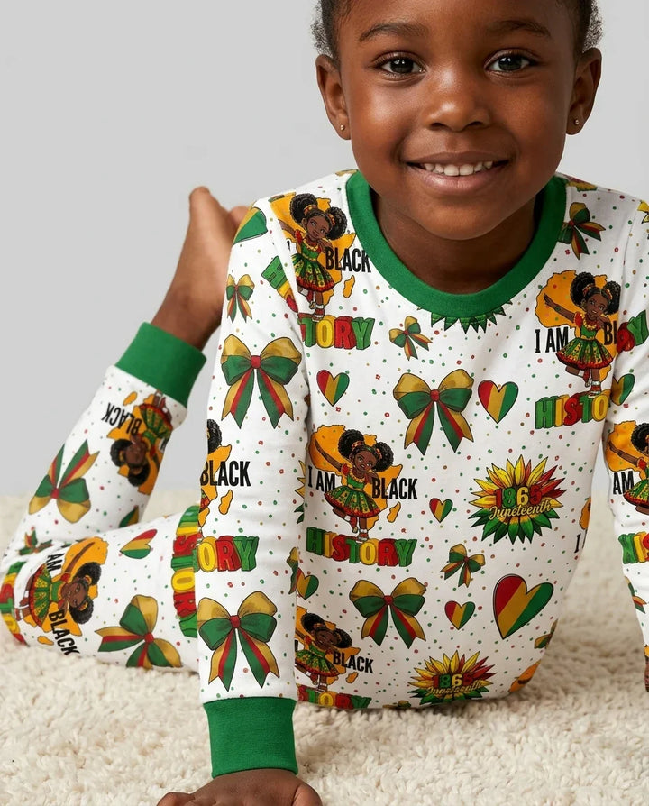 Juneteenth Girl I Am Black History Bamboo Two Piece Long Sleeve Pajama Set