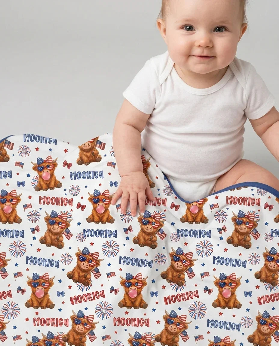 Moo-Rica Cowgirl Bamboo Blanket