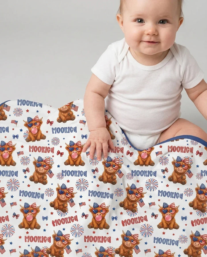 Moo-Rica Cowgirl Bamboo Blanket