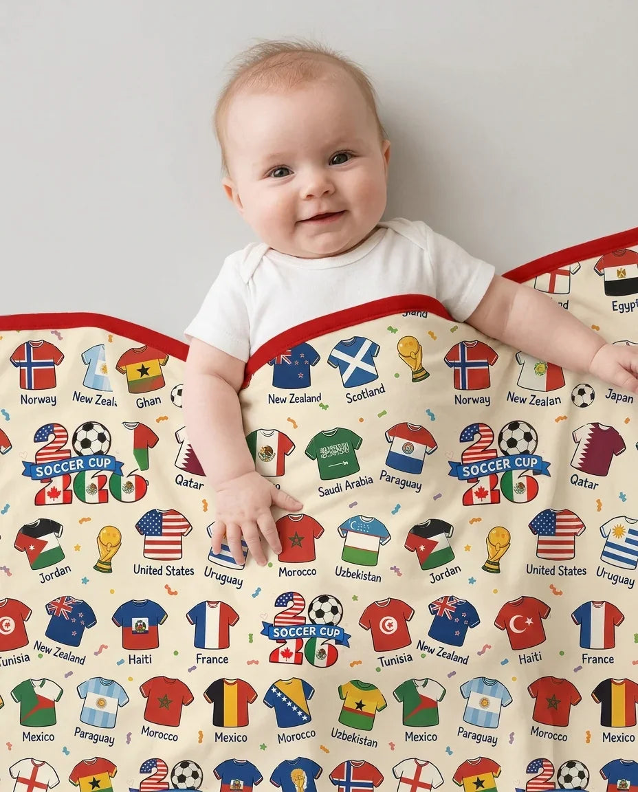 2026 Soccer World Jersey Flag Bamboo Blanket