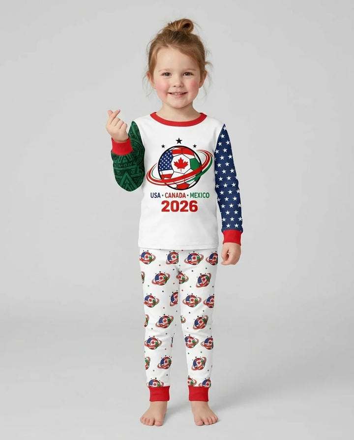 Soccer Cup USA Canada Mexico Bamboo Two Piece Long Sleeve Pajama Set