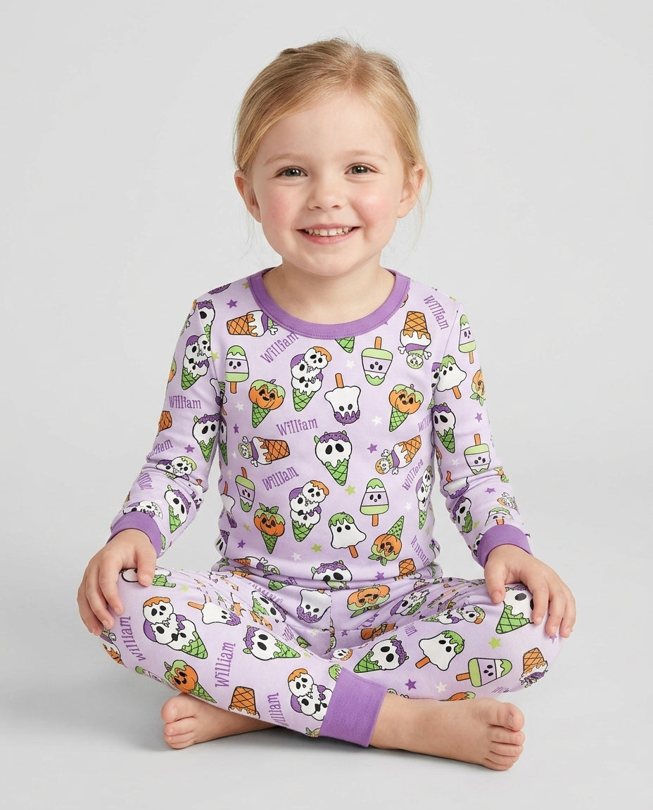 Summerween Ice cream Bamboo Two Piece Long Sleeve Pajama Set