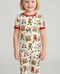 Cute Soccer Mascots USA CAN MEX Bamboo Two Piece Short Sleeve Pajama Set