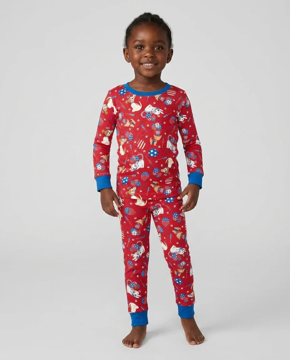 Red, White & Woof Family Matching Bamboo Two Piece Long Sleeve Pajama Set