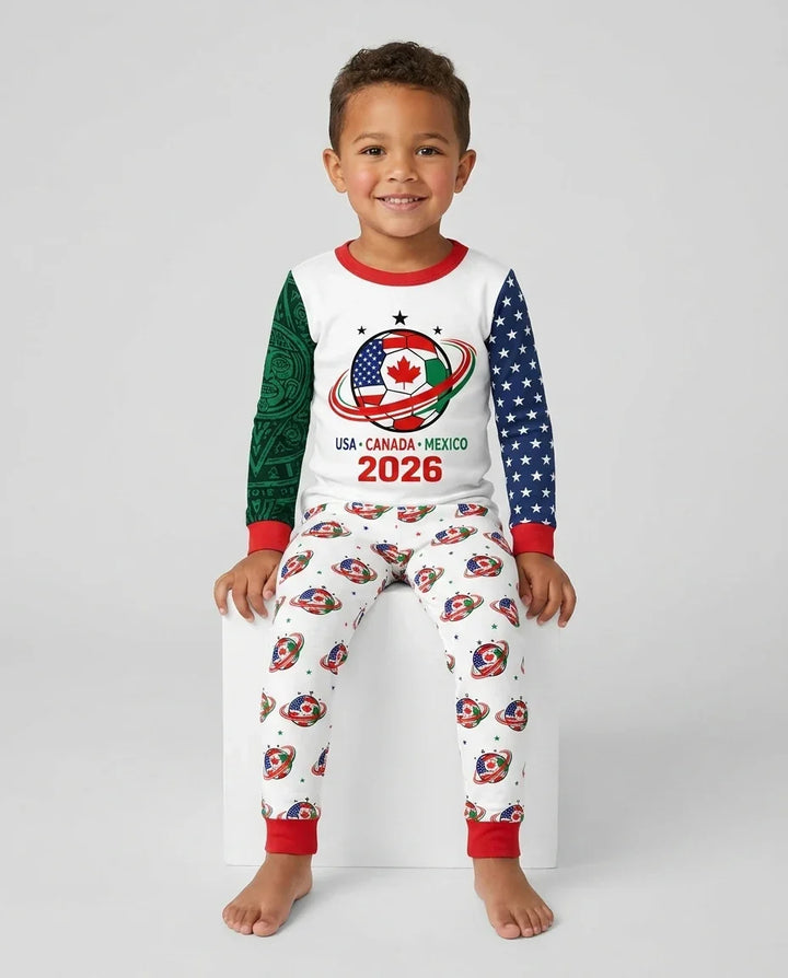 Soccer Cup USA Canada Mexico Bamboo Two Piece Long Sleeve Pajama Set