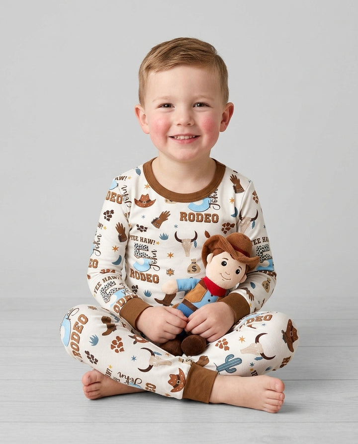 Personalized Cowboy Birthday Rodeo Bamboo Two Piece Long Sleeve Pajama Set