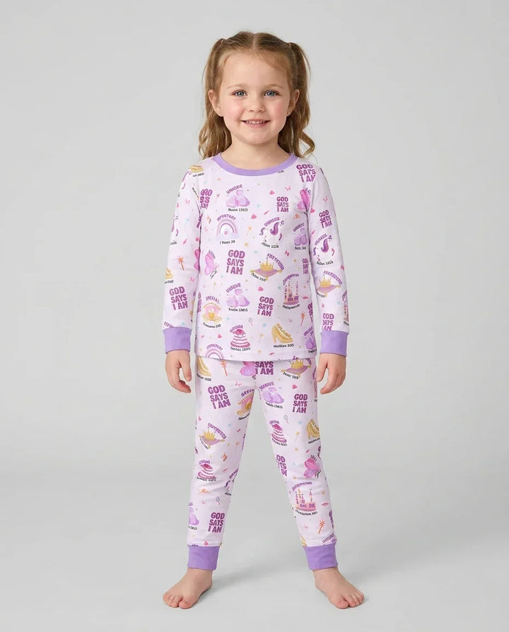 God Says I Am Girl Bamboo Two Piece Long Sleeve Pajama Set
