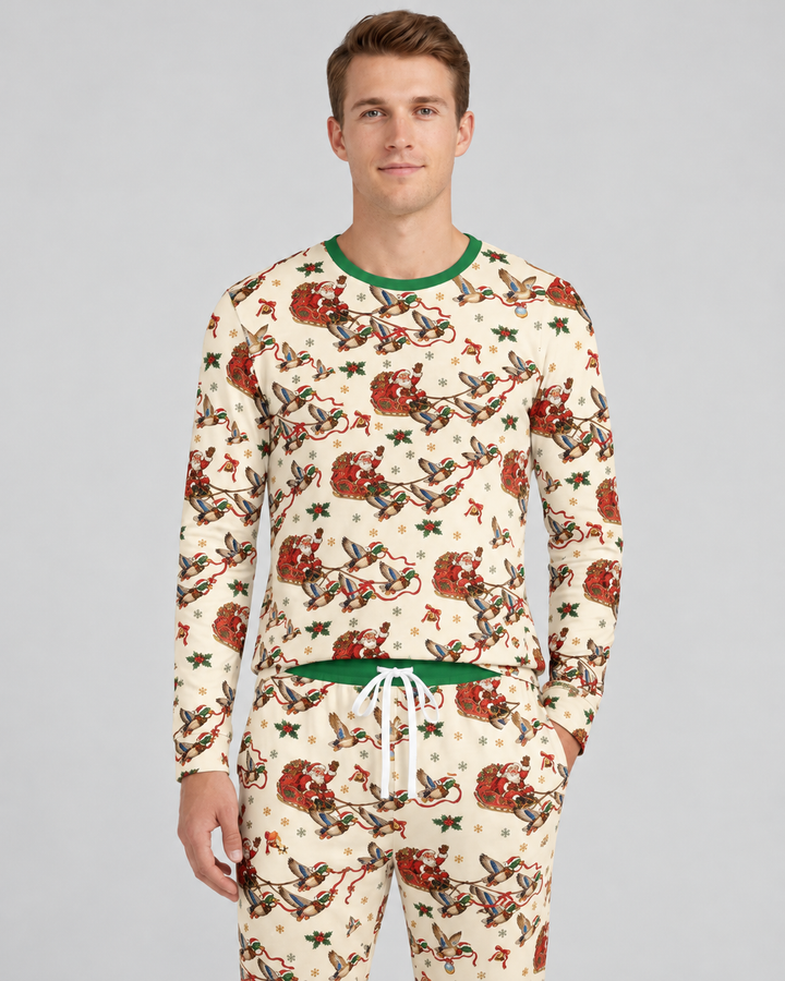 Santa Sleigh with Mallard Ducks Bamboo Men's Pajama Set