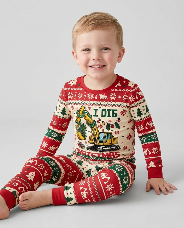 I Dig Christmas Ugly Bamboo Two Piece Long Sleeve Pajama Set