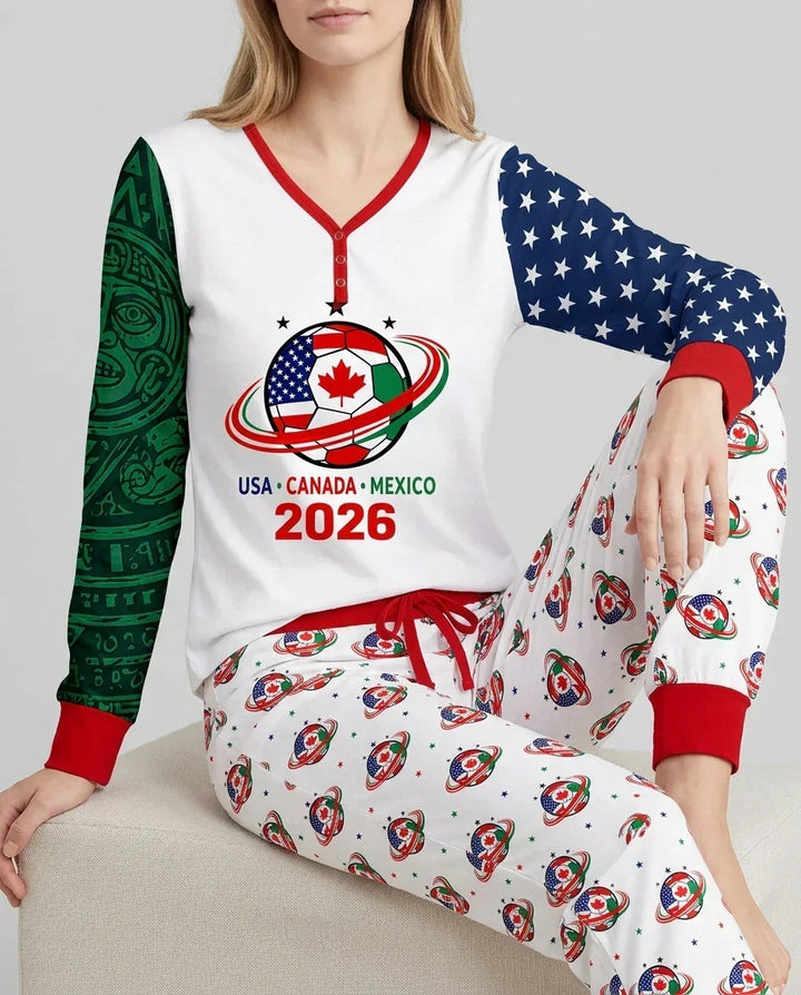 Soccer Cup USA Canada Mexico Bamboo Women Pajama Set