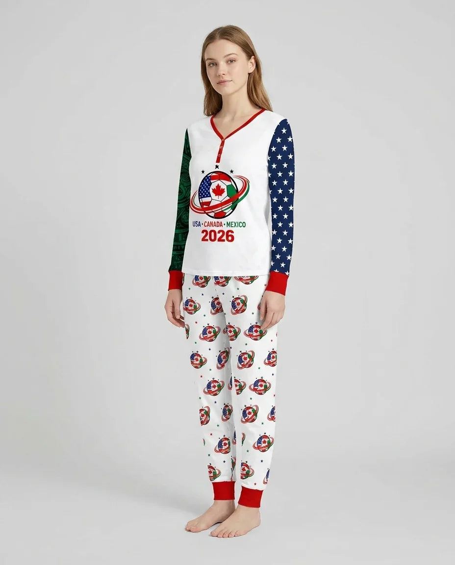 Soccer Cup USA Canada Mexico Bamboo Women Pajama Set