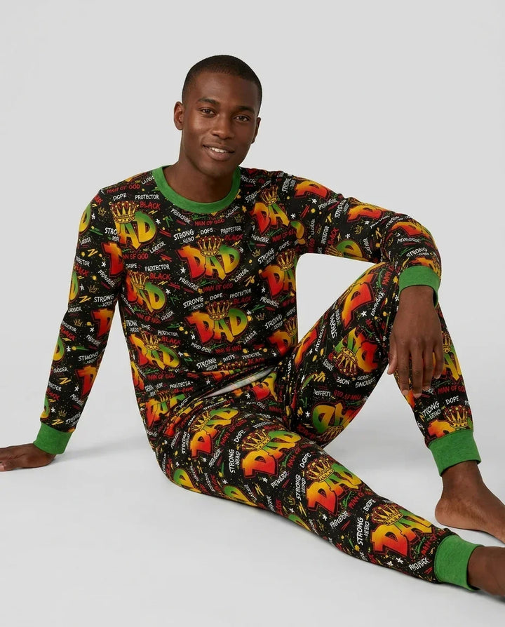 Black Dad Graffiti Bamboo Men's Pajama Set
