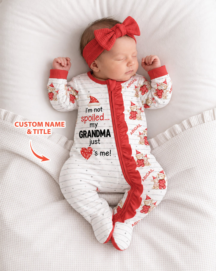 Custom Name I'm Not Spoiled Bamboo Zipper Ruffle Footie