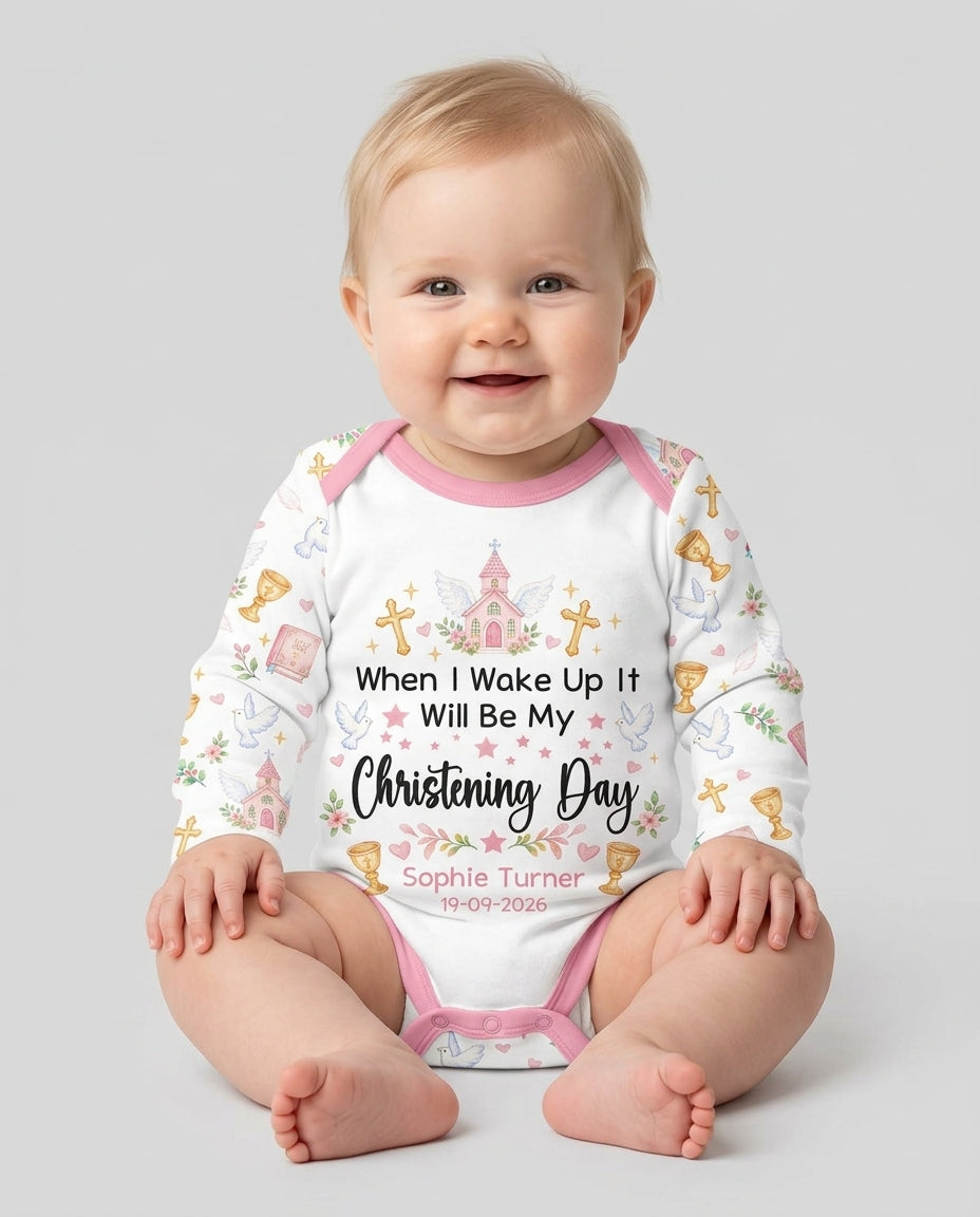 Personalized When I Wake Up It Will Be My Christening Day Bamboo Bodysuit