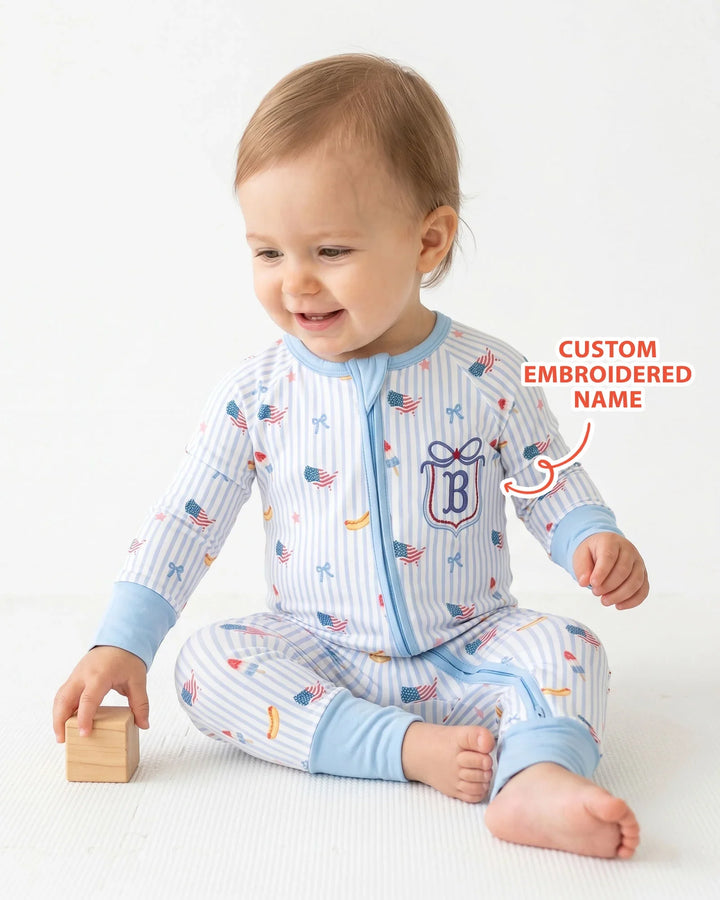 Personalized 4th Of July Embroidered Bamboo Convertible Zippy
