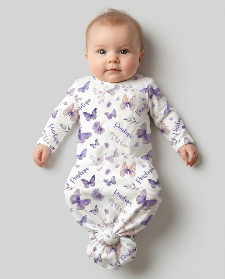 Custom Name Lilac Bloom Bamboo Knot Gown