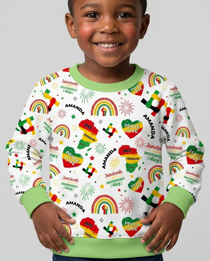 Custom Name Juneteenth Is My Independence Day Bamboo Crewneck Sweatshirt