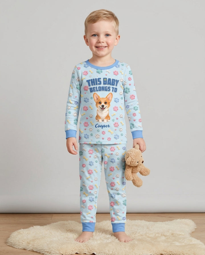 Baby Belongs To Cutie Dog Bamboo Two Piece Long Sleeve Pajama Set