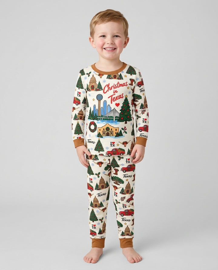 Christmas In Texas Bamboo Two Piece Long Sleeve Pajama Set