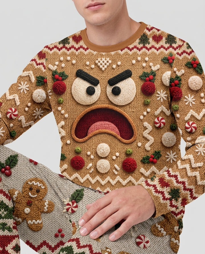 Grumpy Gingerbread Crew Bamboo Men's Pajama Set